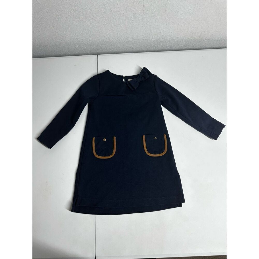 Hope Henry Girls' Quilted Ponte Riding Dress Organic Cotton Blend Size 4 Blue